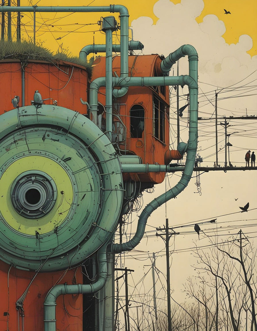 Landscape with Industrial Elements and Avian Life