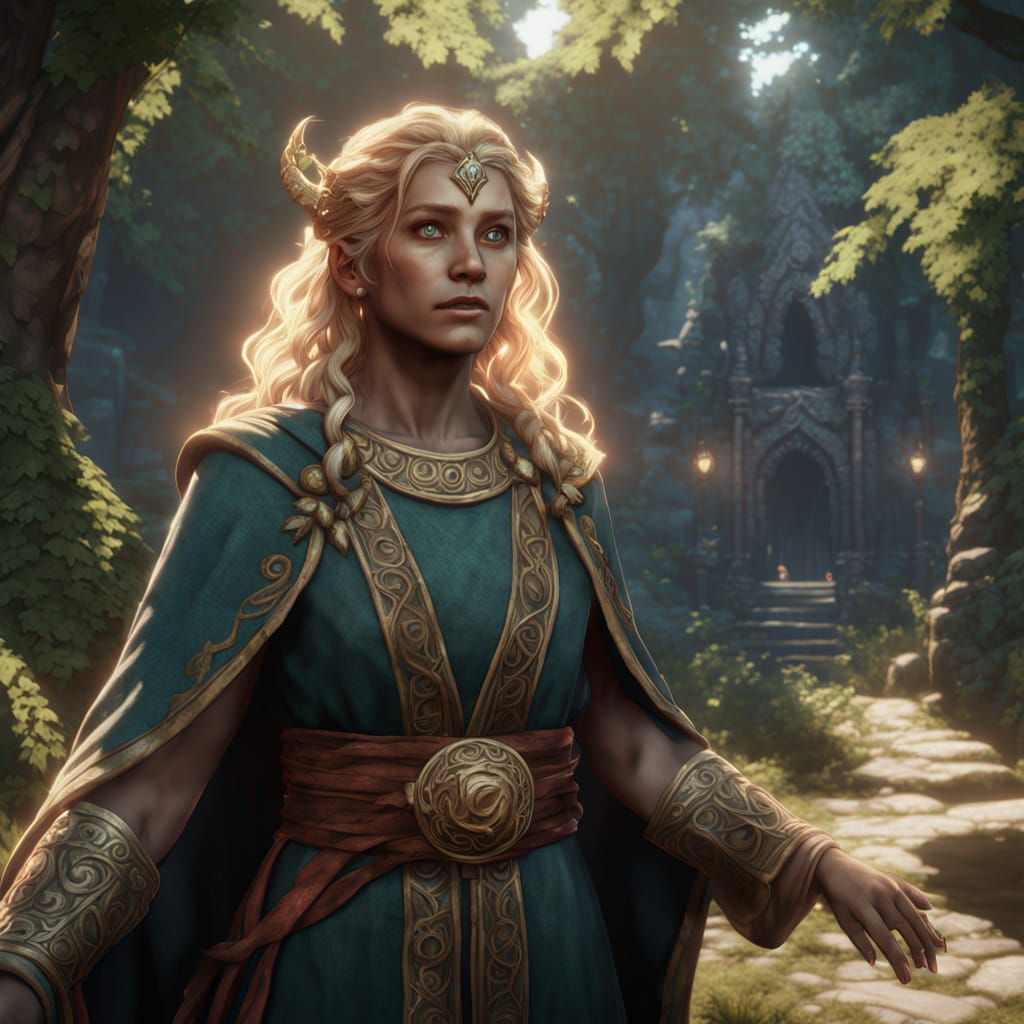 Mystical Druidess in Ancient Forest, Pillars of Eternity I S...