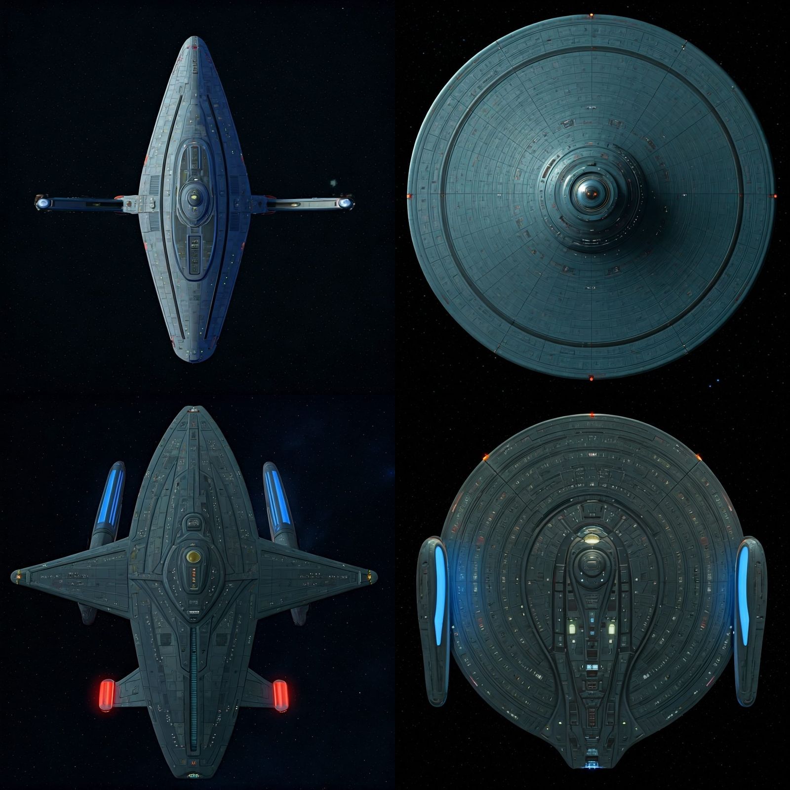 Futuristic 27th Century Star Trek Ship Top View