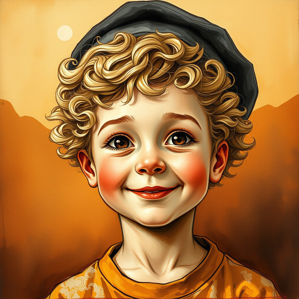 Enchanting Portrait of a Boy in Dreamlike Illustration