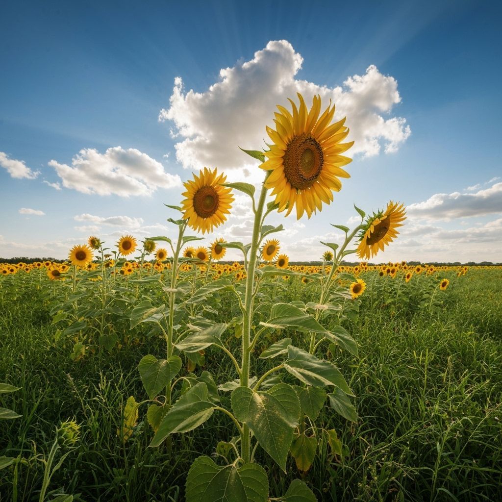 Golden Sunflowers Swaying in a Lush Field