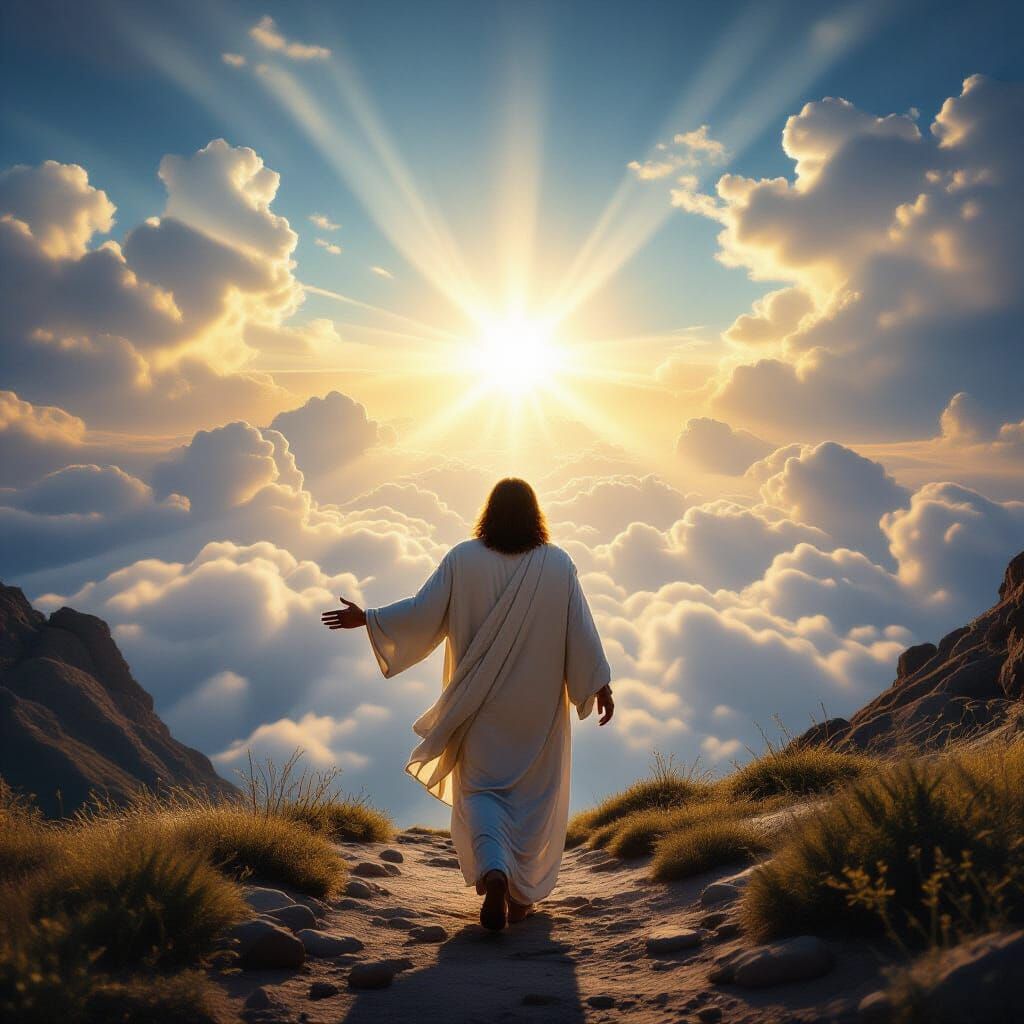 Jesus Ascends into Heaven in Divine Light