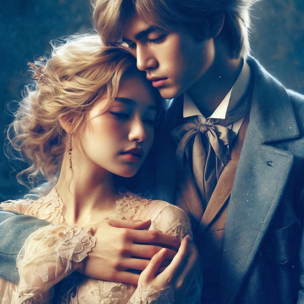 Embracing Couple in Unique Concept Art Style