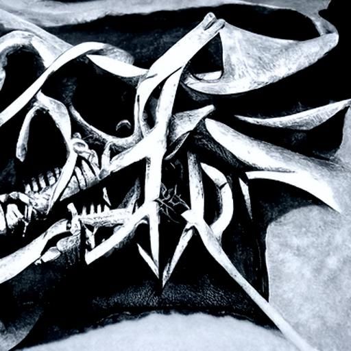Hyperdetailed Charcoal Drawing of Death Metal Logo