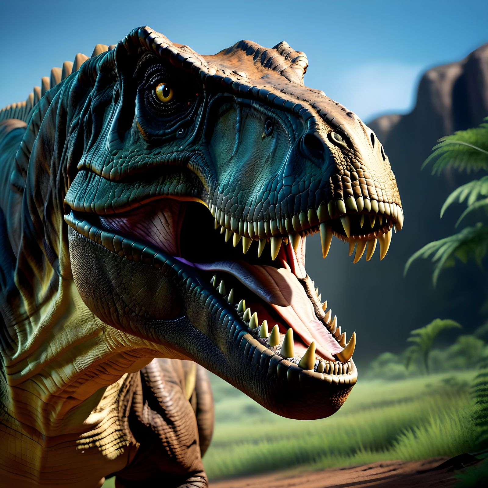 Photorealistic T-Rex with Open Mouth