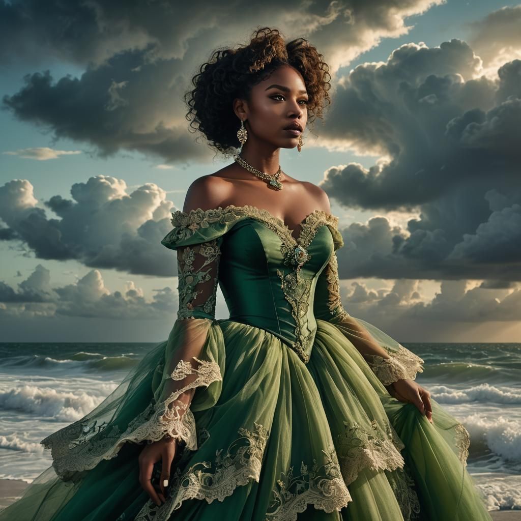 Victorian Woman at Sea, a Digital Painting