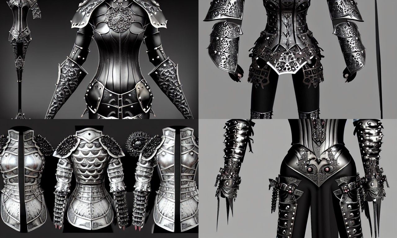 Gothic Female Armor Set in Black Leather
