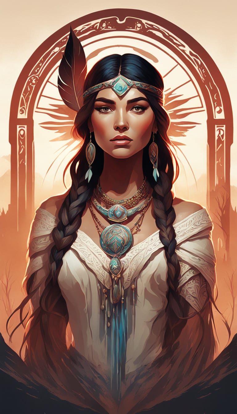 Elegant Native American Warrior in a Dusky Utah Landscape