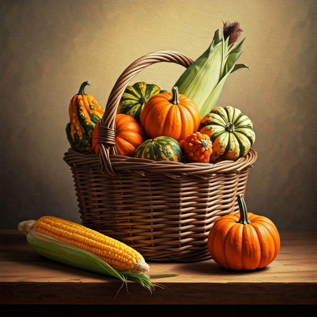 Autumn Harvest Basket Oil Painting