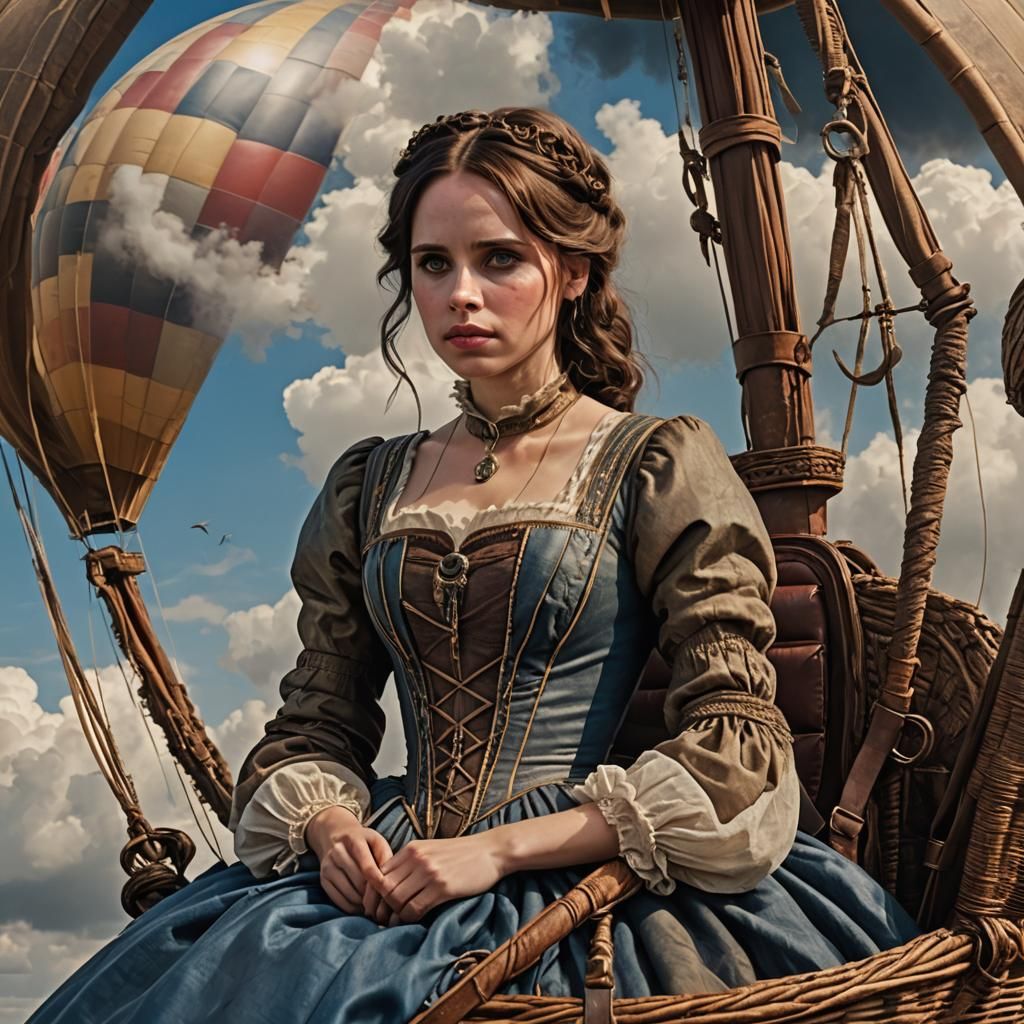 Felicity Jones in Hot Air Balloon, Ultra-Realistic