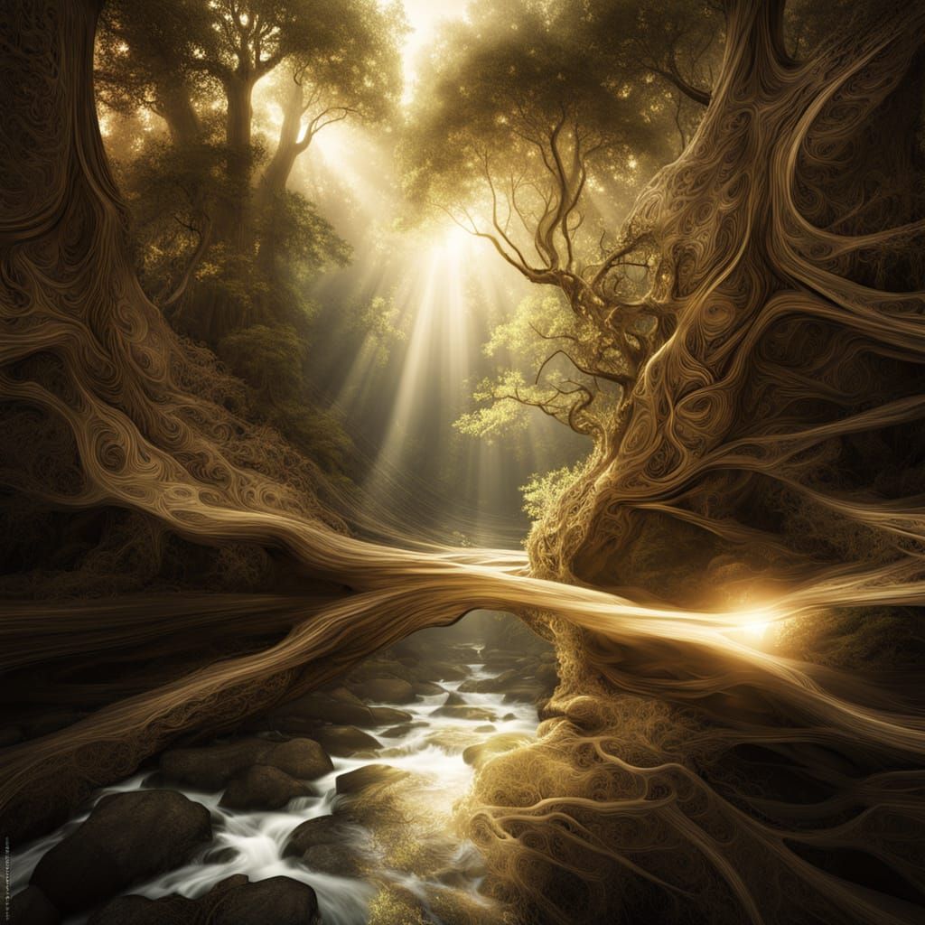 Fractal Mandala Dreamscape with Silhouetted Figure