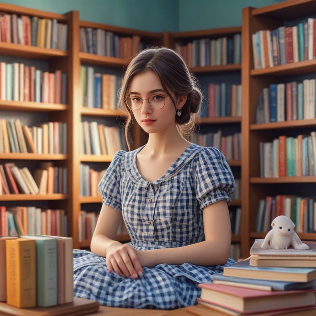 Whimsical Library Sanctuary in Pastel Hues