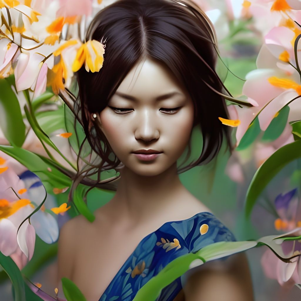 Flower Goddess Portrait in Artstation Style