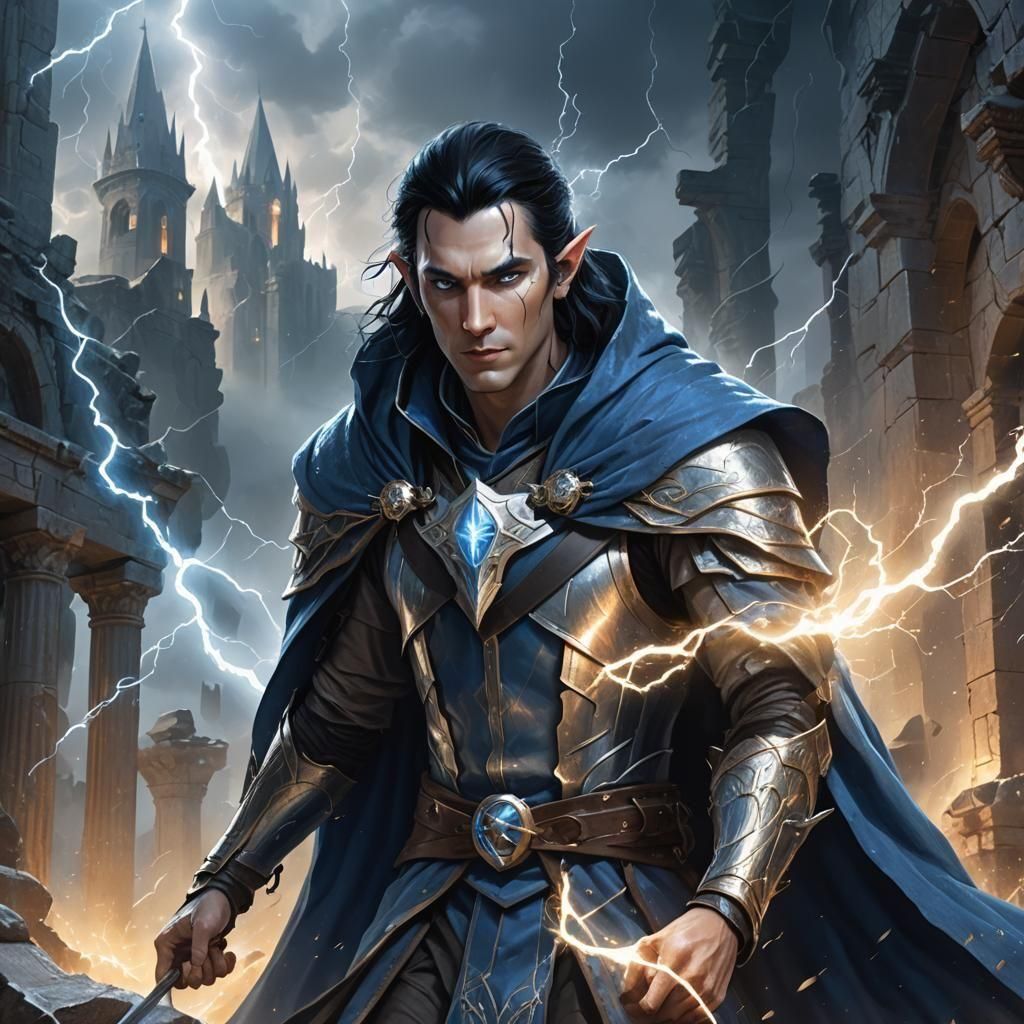 Epic Elf Wizard Exploring Ancient Ruins