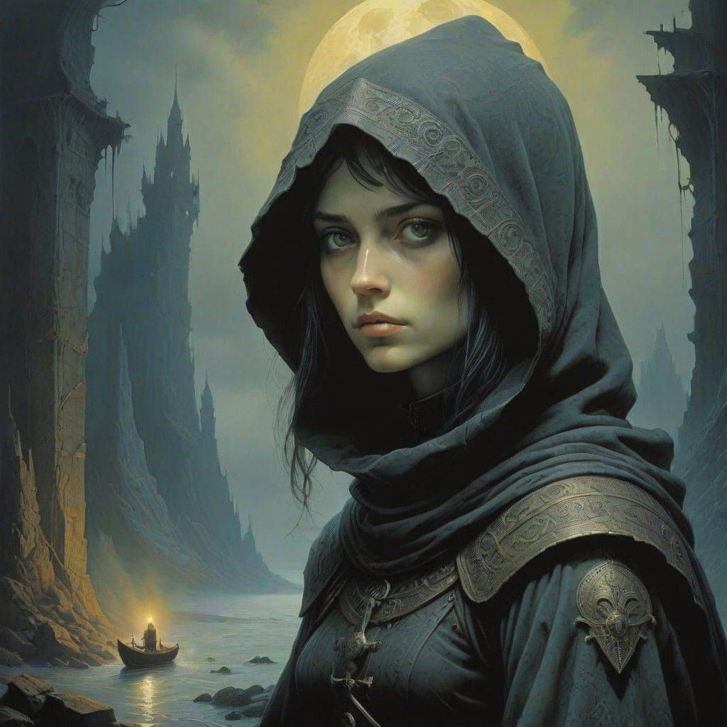 Stealthy Rogue Portrait in Dark Fantasy Style