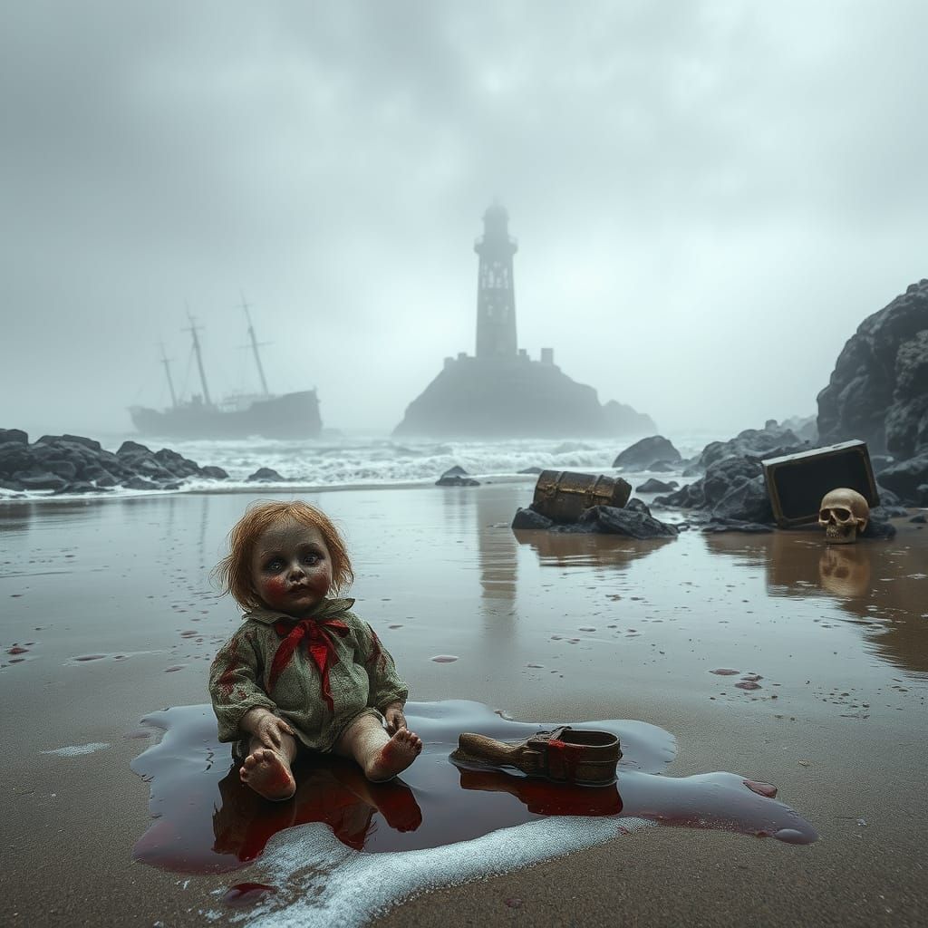 Macabre Tides II: Creepy Coastal Scene