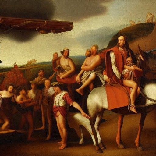 The Sopranos on Noah's Ark: Baroque Oil Painting