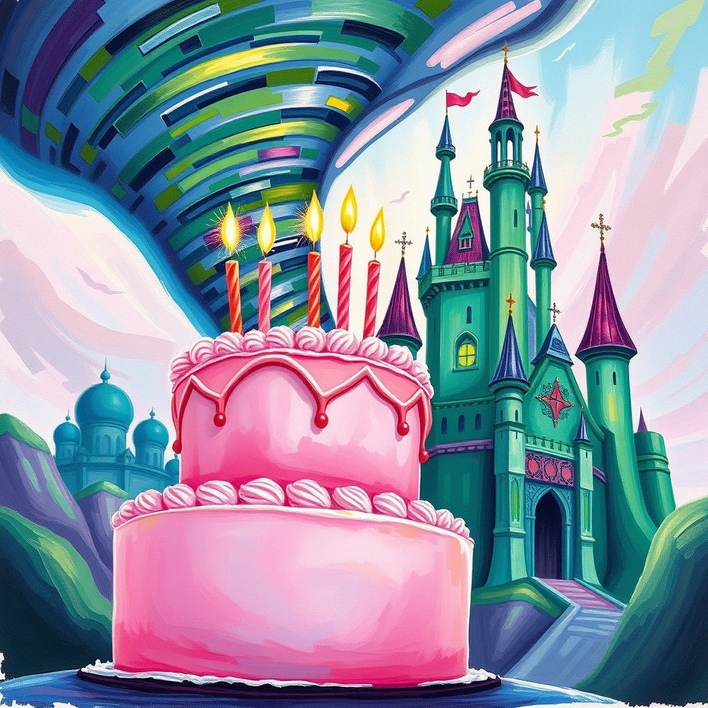 Wicked cake card for à little girl