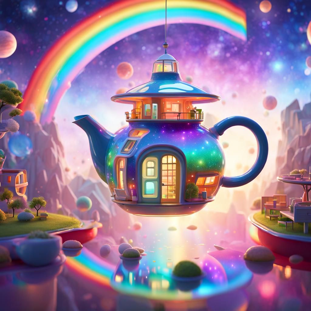 Teapot House Cutaway: Whimsical Sparklepunk Interior