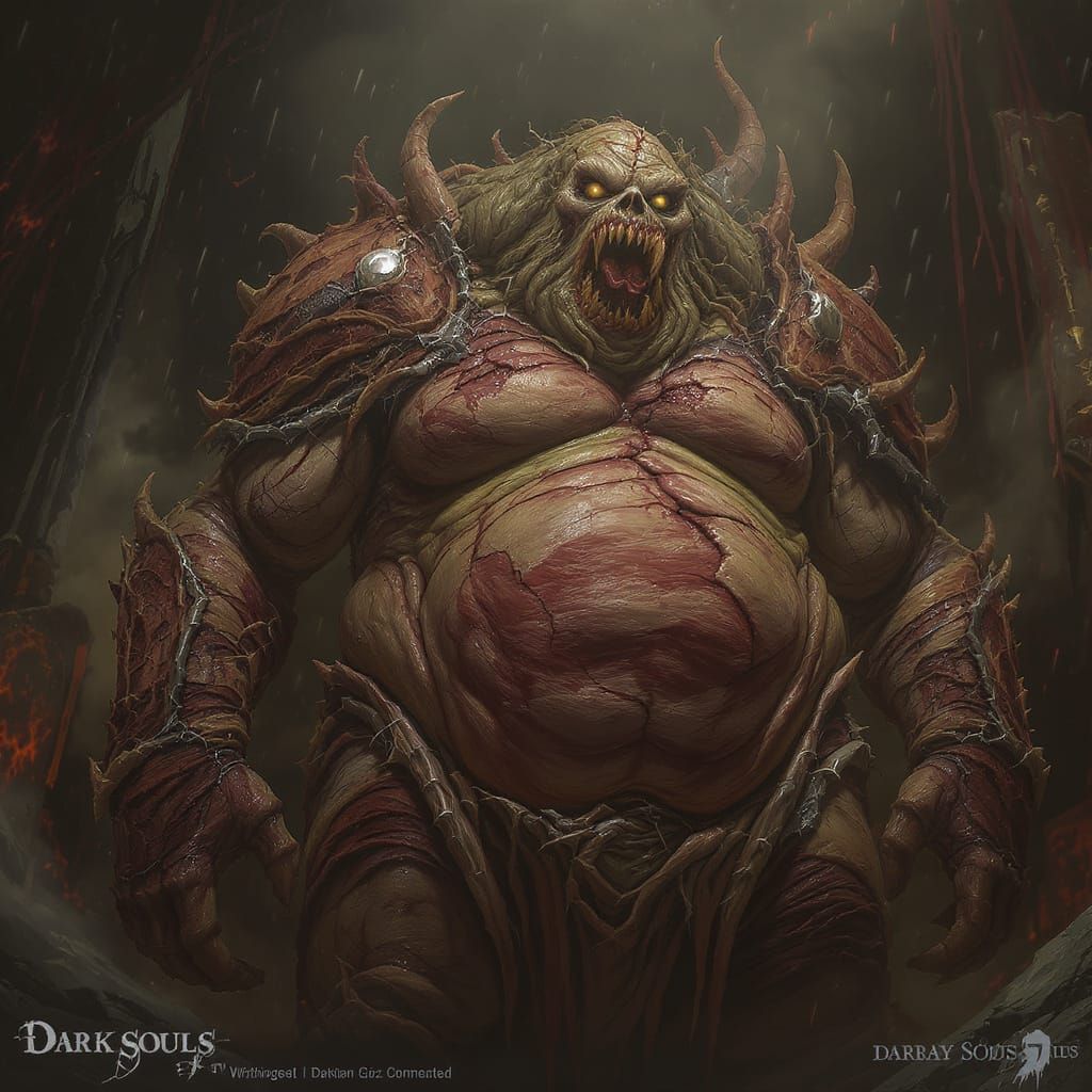 Grotesque Writhing Glutton in Dark Surrealist Style