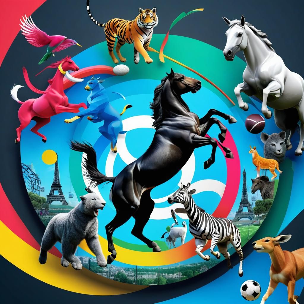 Animals Competing in Olympics: 3D Anime Pop Art