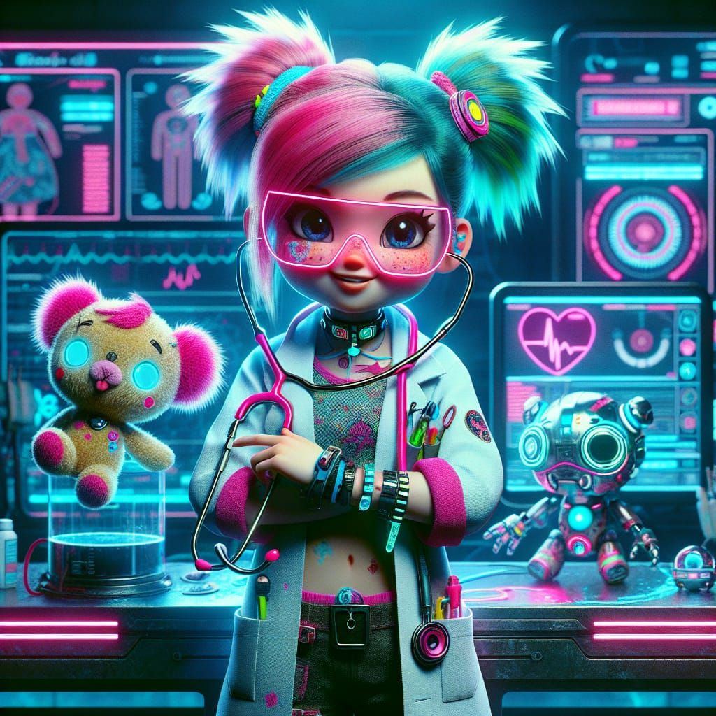 Cyberpunk Ripperdoc: Child Doctor in Neon Clinic