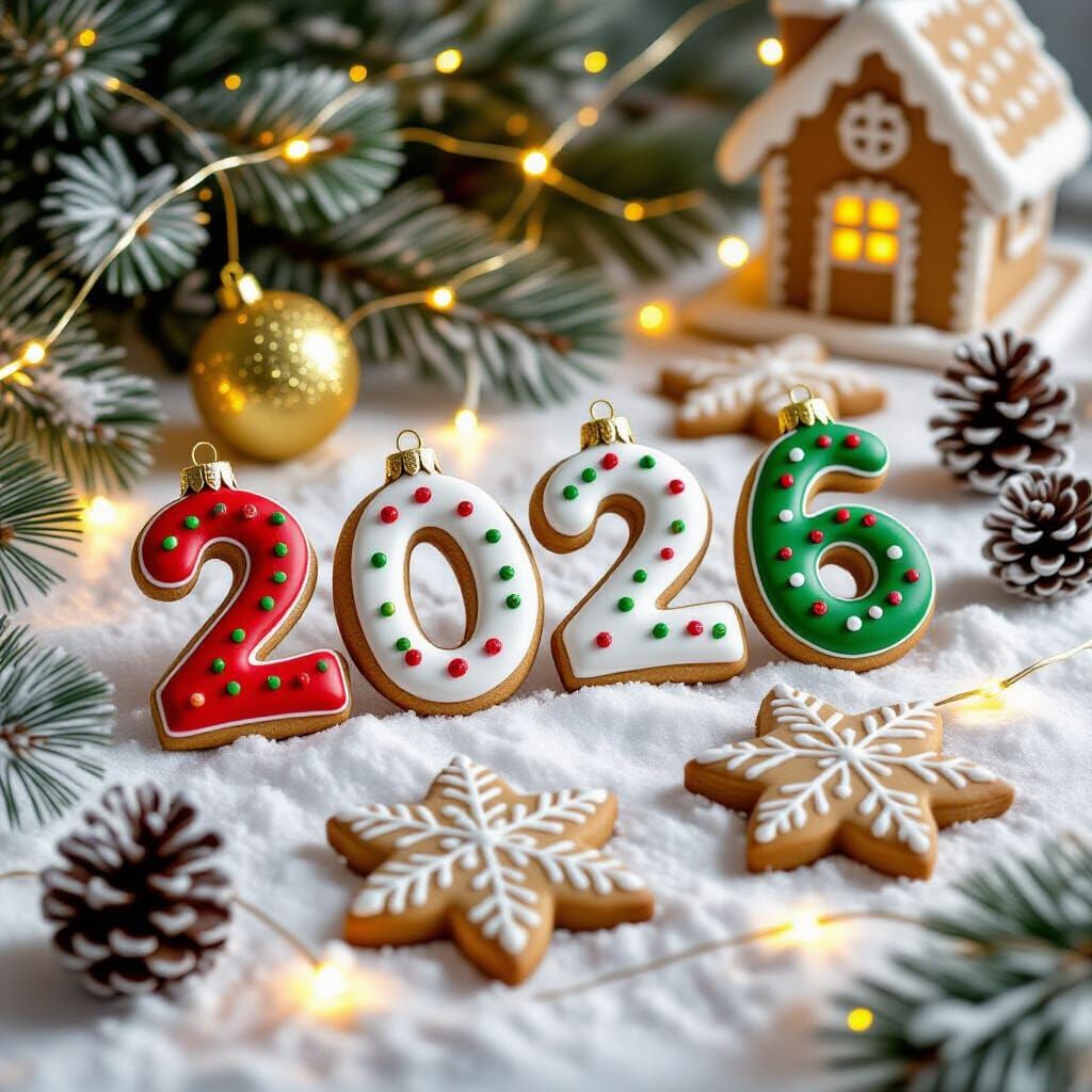 2026 Gingerbread Cookies Christmas Flat Lay