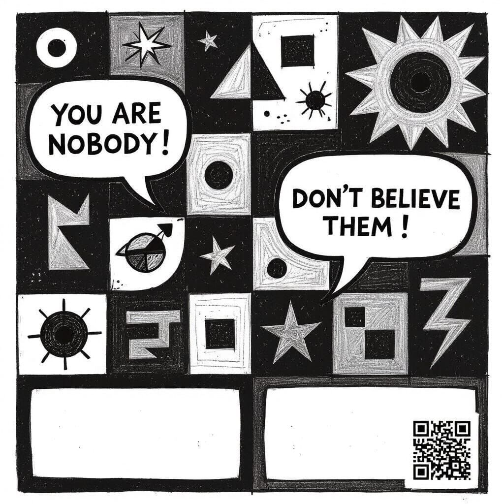 Anti-Cyberbullying Poster: Pencil Sketch of Abstract Symbols