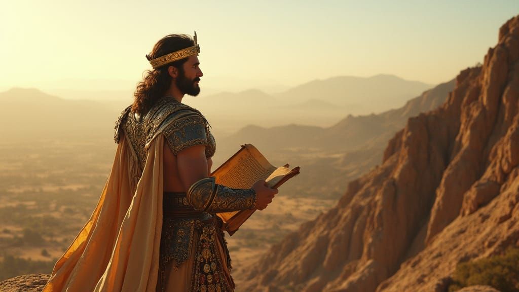 Cyrus the Great Overlooking His Empire: Cinematic Still