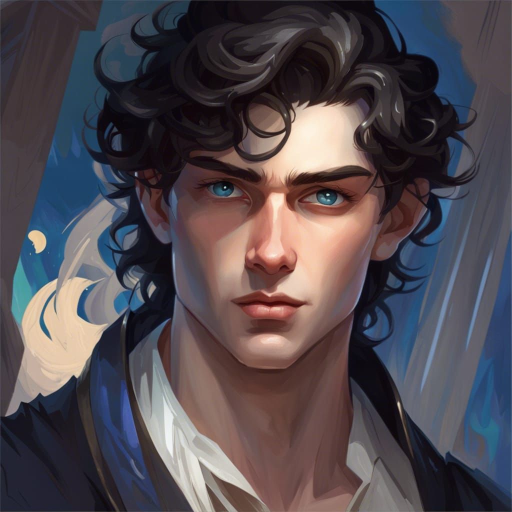 Dreamy Young Man Portrait in Hyperdetailed Digital Art