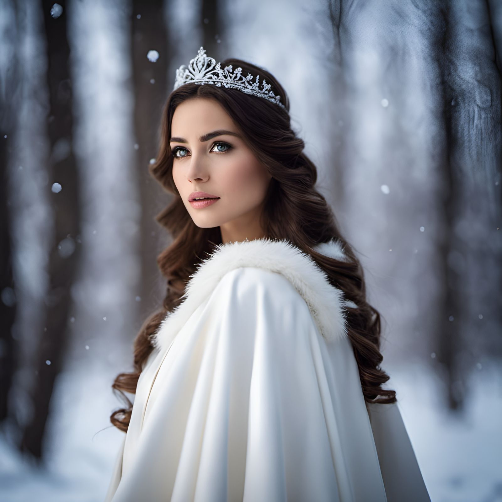 Princess in Snowy Forest: Fine Art Photography