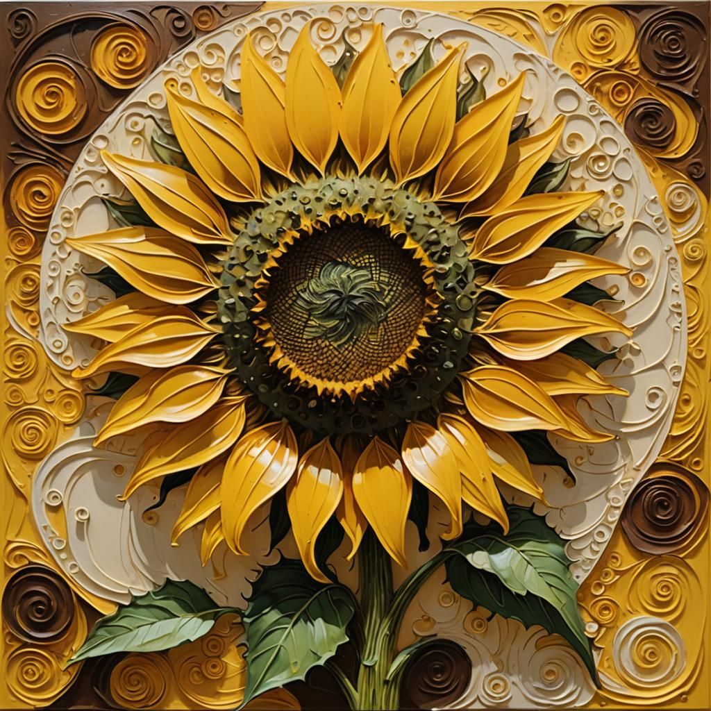 Sunflower Sculpture in Expressionist Style