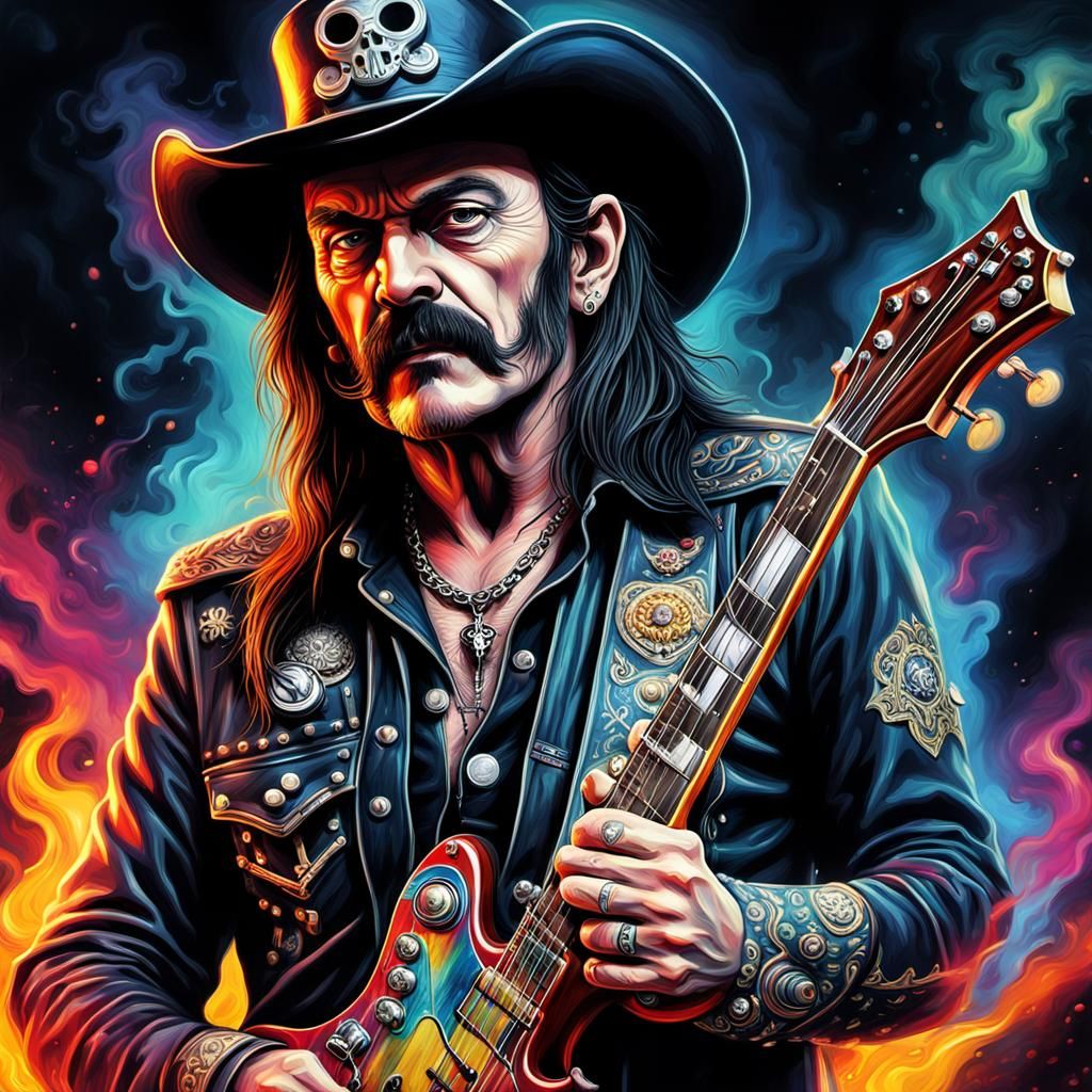 Psychedelic Portrait of a Rock Star in Surreal Style