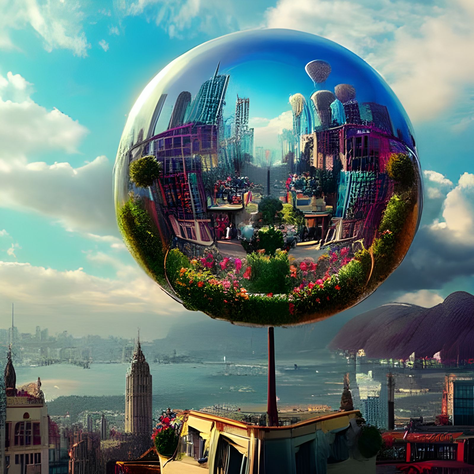Imaginary city in a sphere