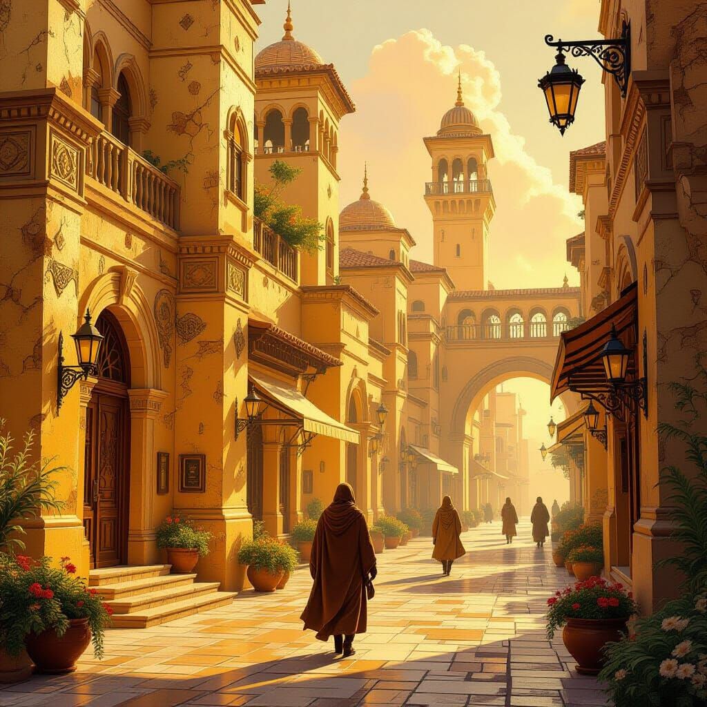 Luxurious Golden Digital Art with Metallic Accents