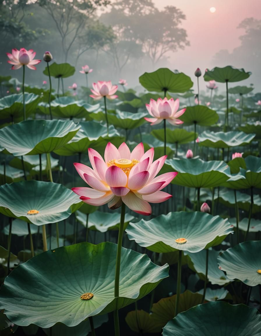 Dreamy Lotus Flower Photography in Pink Mist