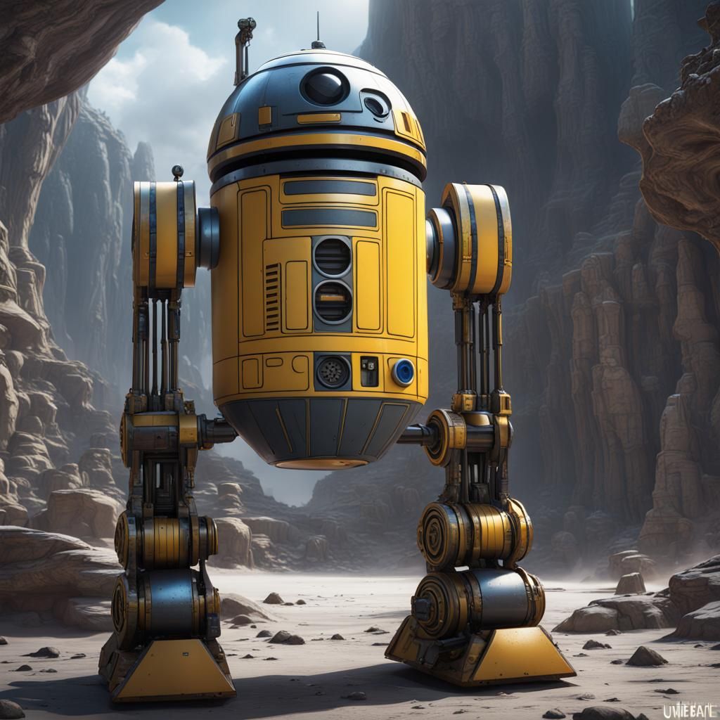 Snow White as Protocol Droid with Astromech Dwarfs