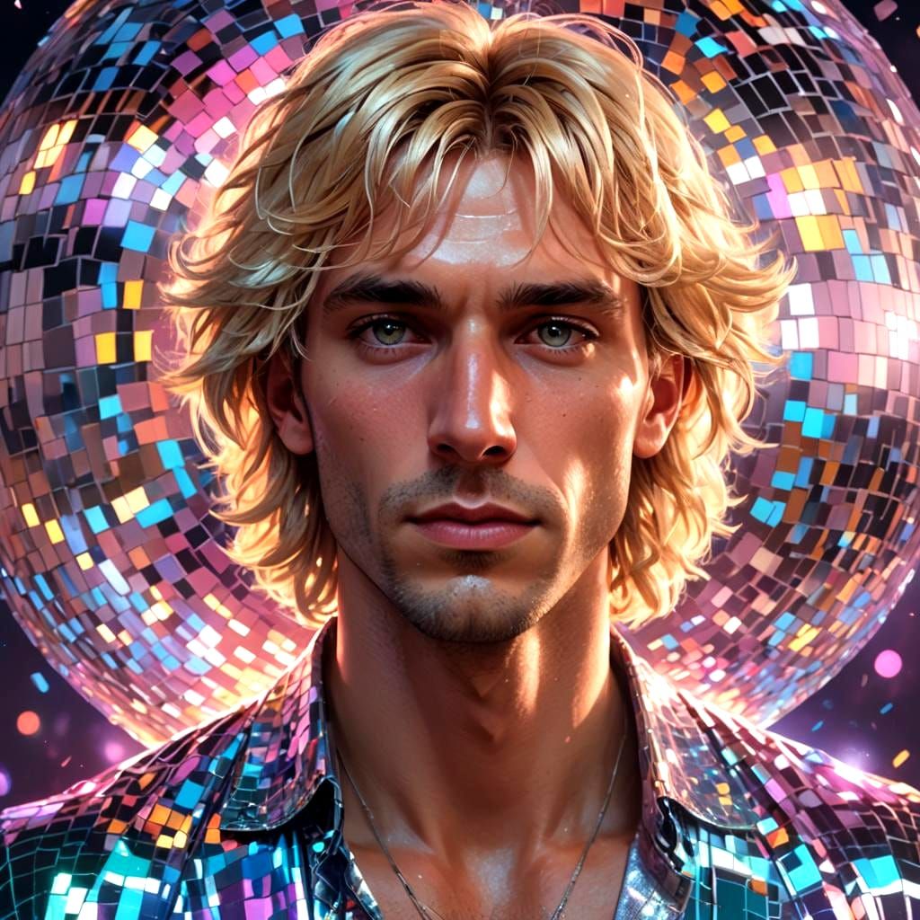 Pastel Adonis Portrait with Disco Ball