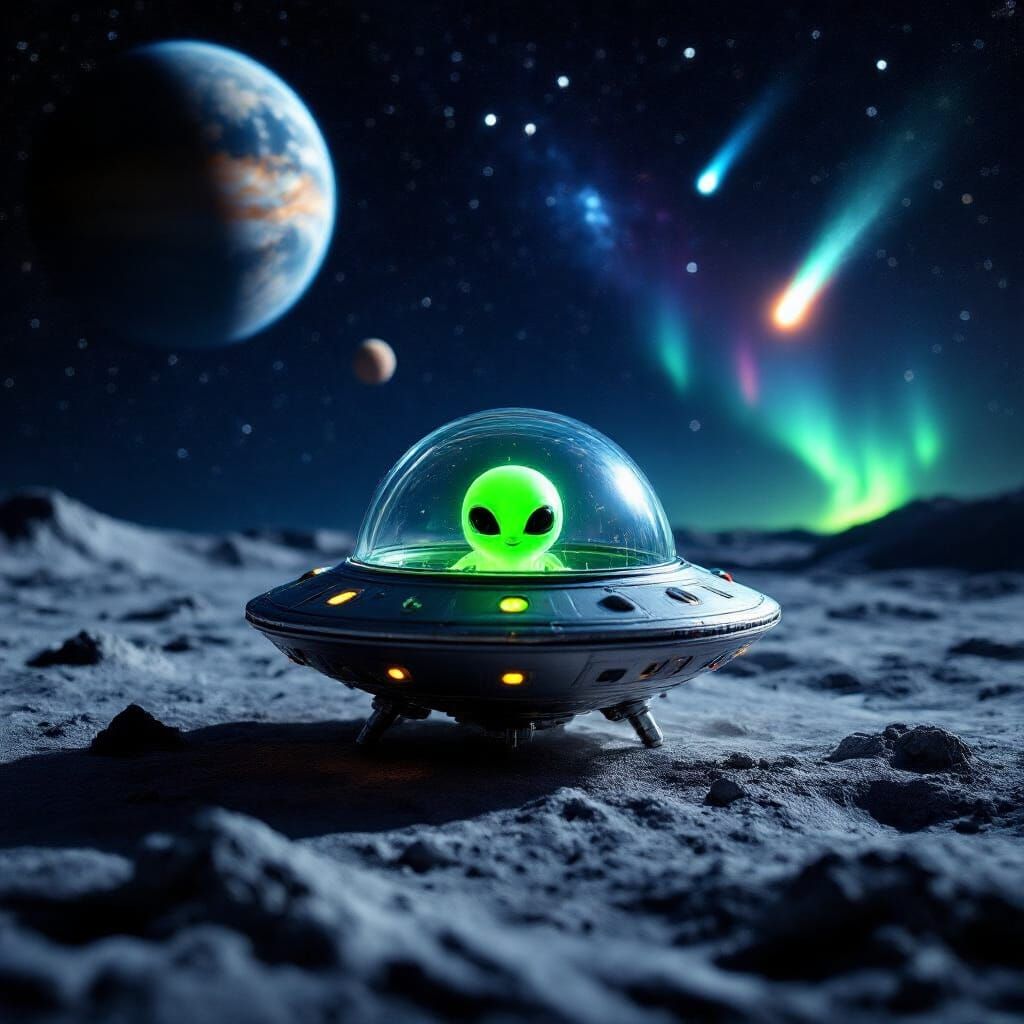 Hyperrealistic Alien Spaceship on the Moon