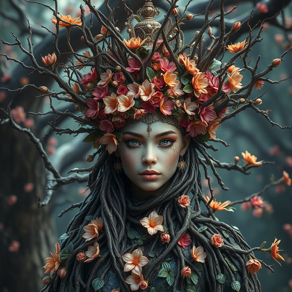 Ameretat, Iranian Goddess of Vegetation, in Hyper-Realistic...