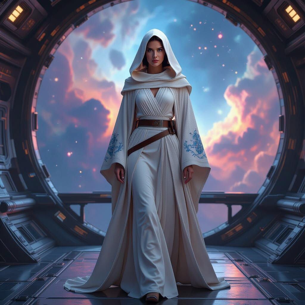 Princess Leia on Spaceship Bridge in Nebula