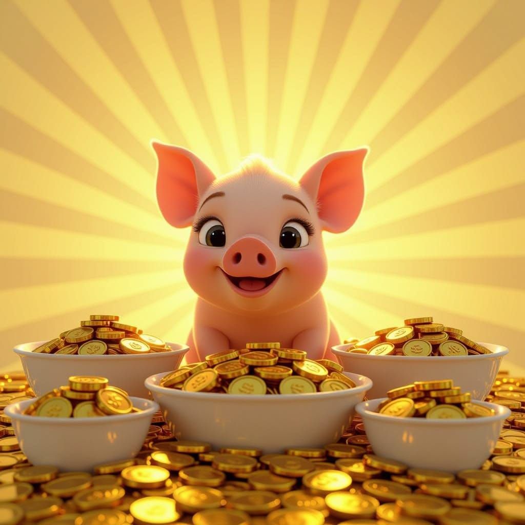 Baby Pig Drowning in Riches and Food