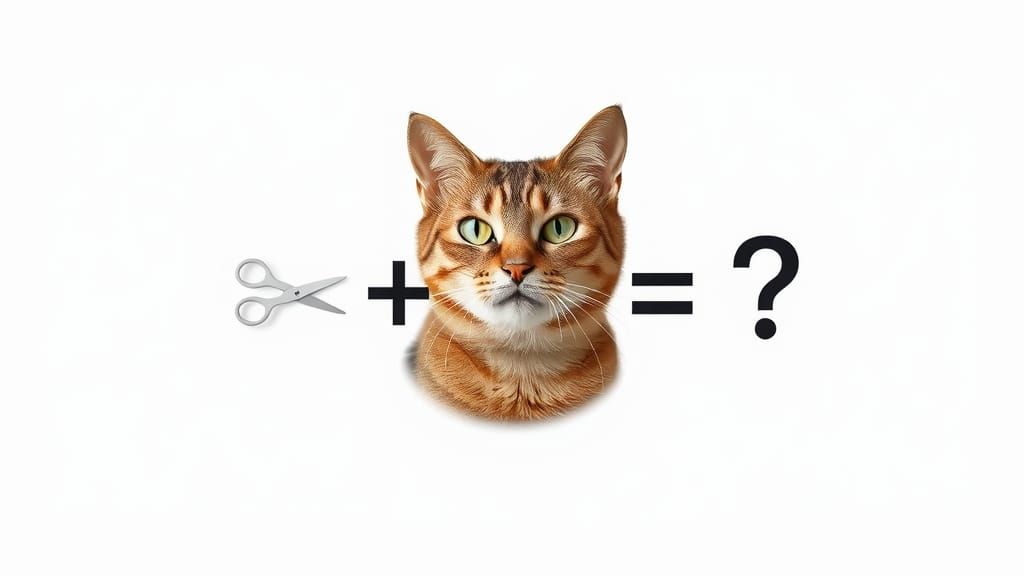 Cat Plus Scissors Equals Question Mark