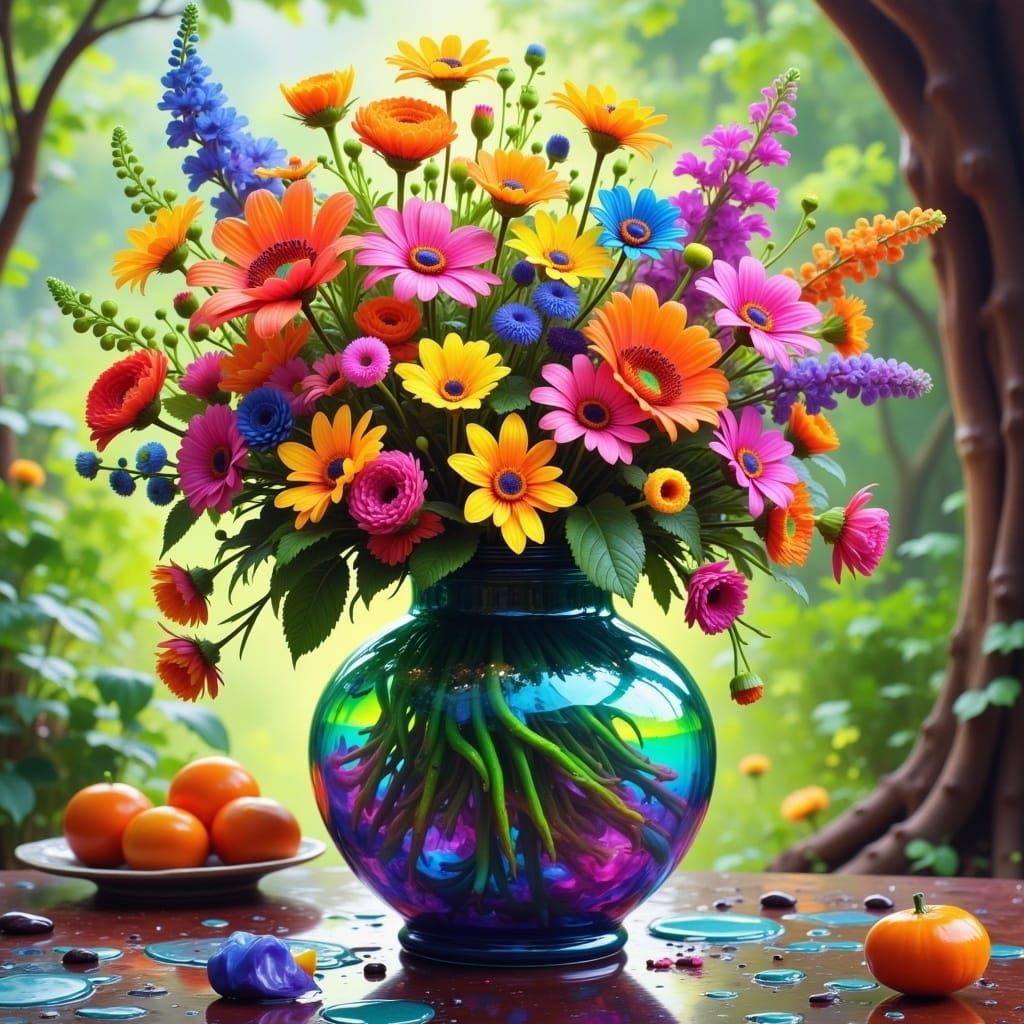 Biohazard Flux Style Vase of Flowers