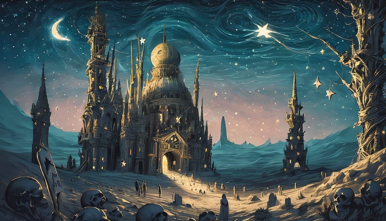 Surreal Buildings in Art Nouveau Dreamscape