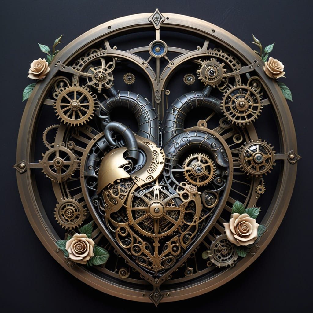 Steampunk Heart in Space with Gothic Flair