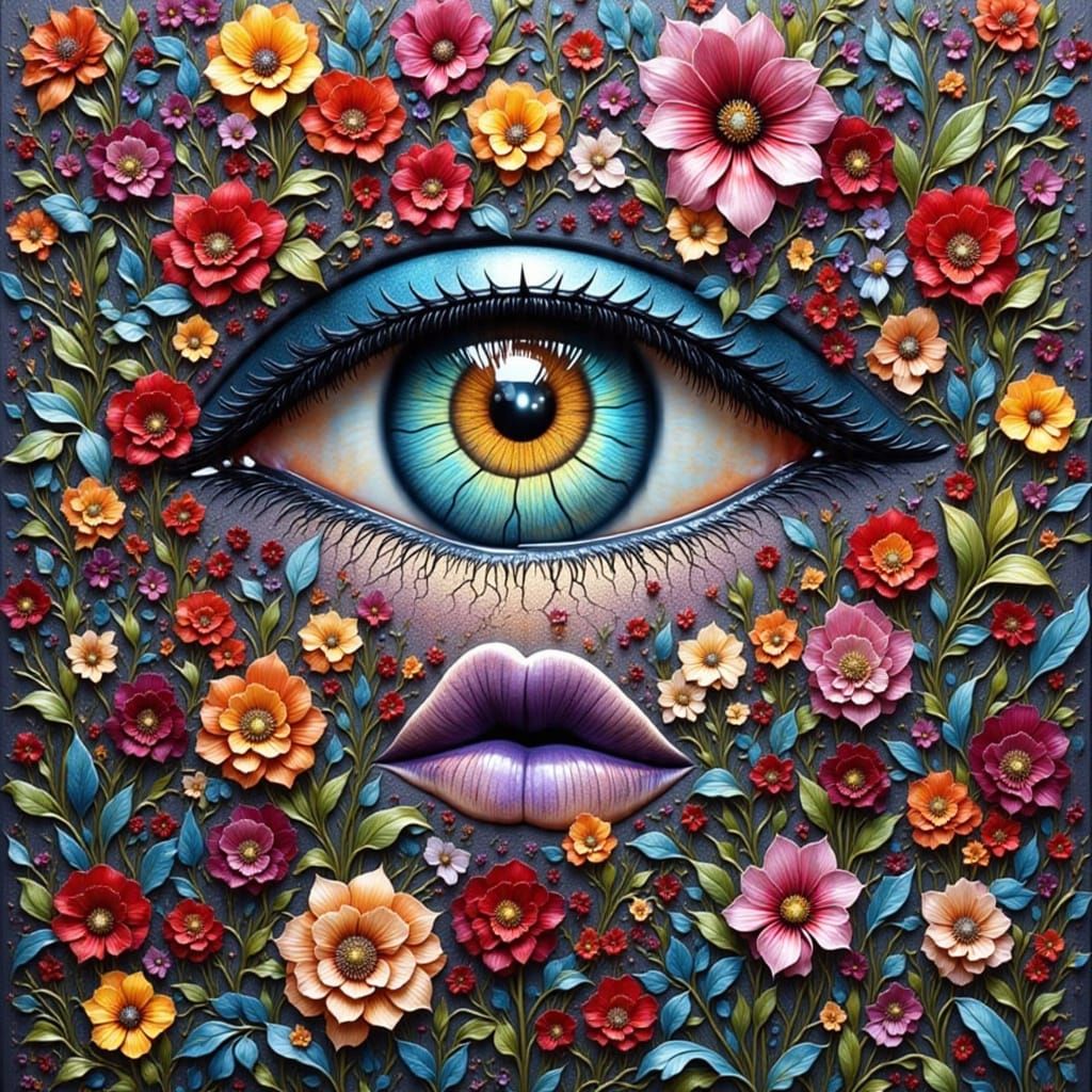 Portrait with Stained Glass and Hypnotic Eyes