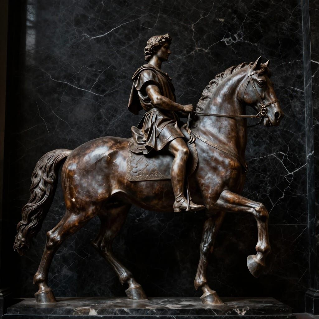 Figure on Horseback in Dramatic Chiaroscuro Style
