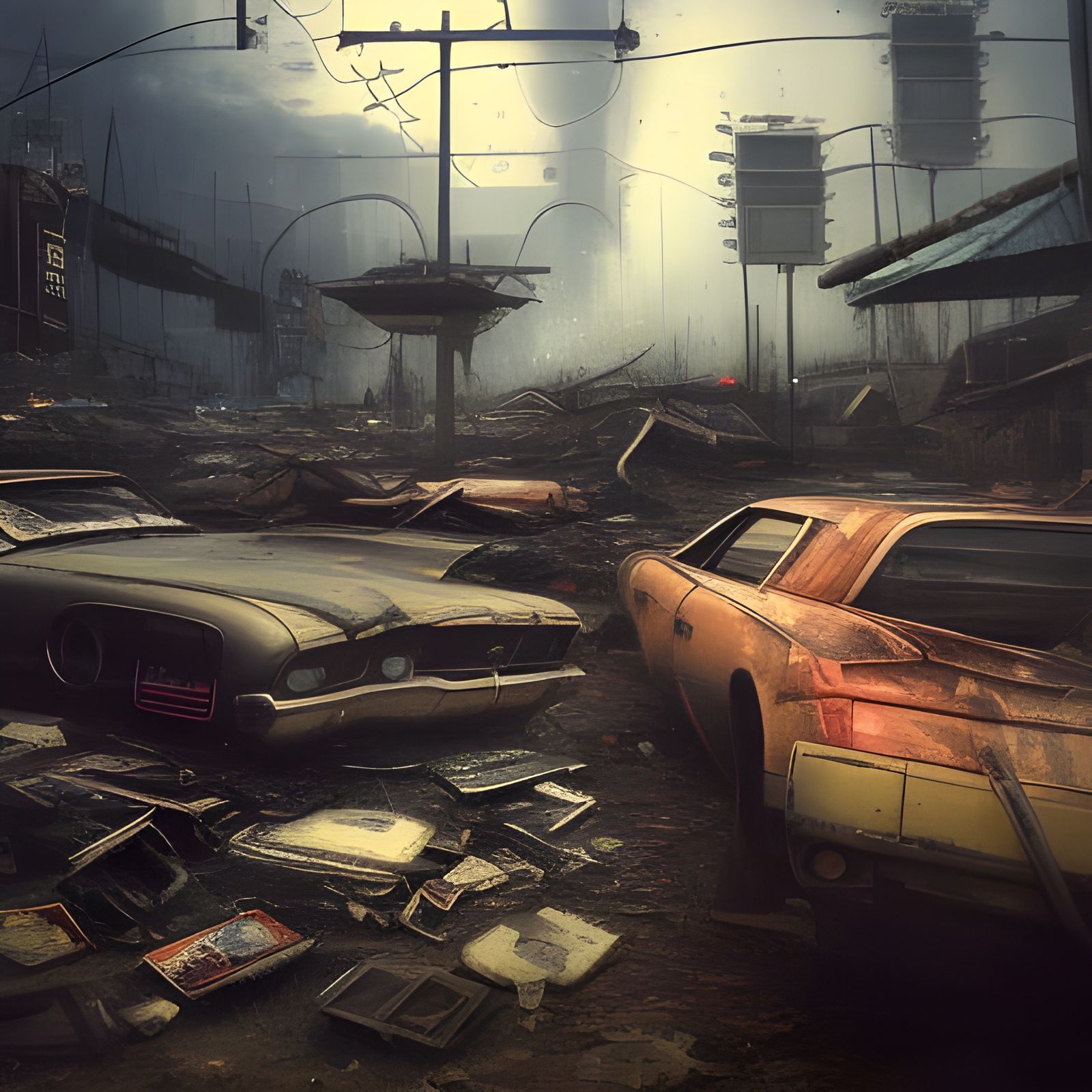 Electric Junkyard in Dark Fantasy Style
