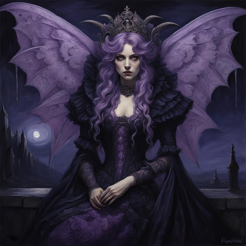 Gothic Moth Portrait in Italian Renaissance Style